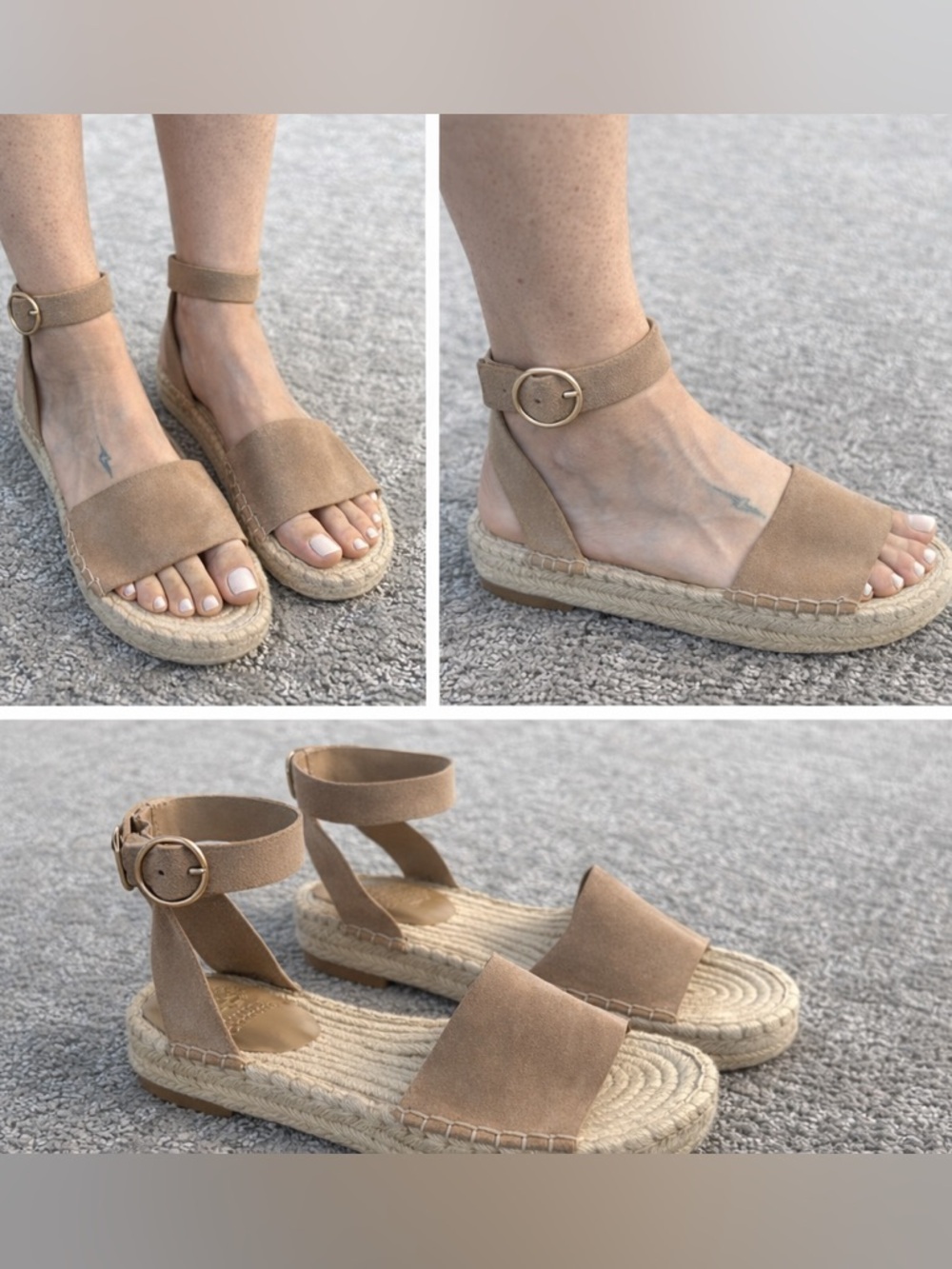 Vince Camuto Espadrille Sandals Tan Suede Ankle Strap Size 10 NWOT